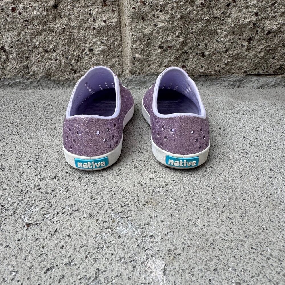 NATIVE Jefferson Purple Bling Shoes Girls 10 C10 Glitter Slip On Natives Sneaker - Picture 4 of 8